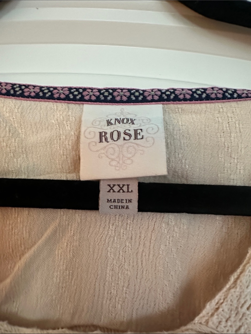 Women’s Cream Embroidered Square-Neck Peasant Top Knox rose - Picture 3 of 5